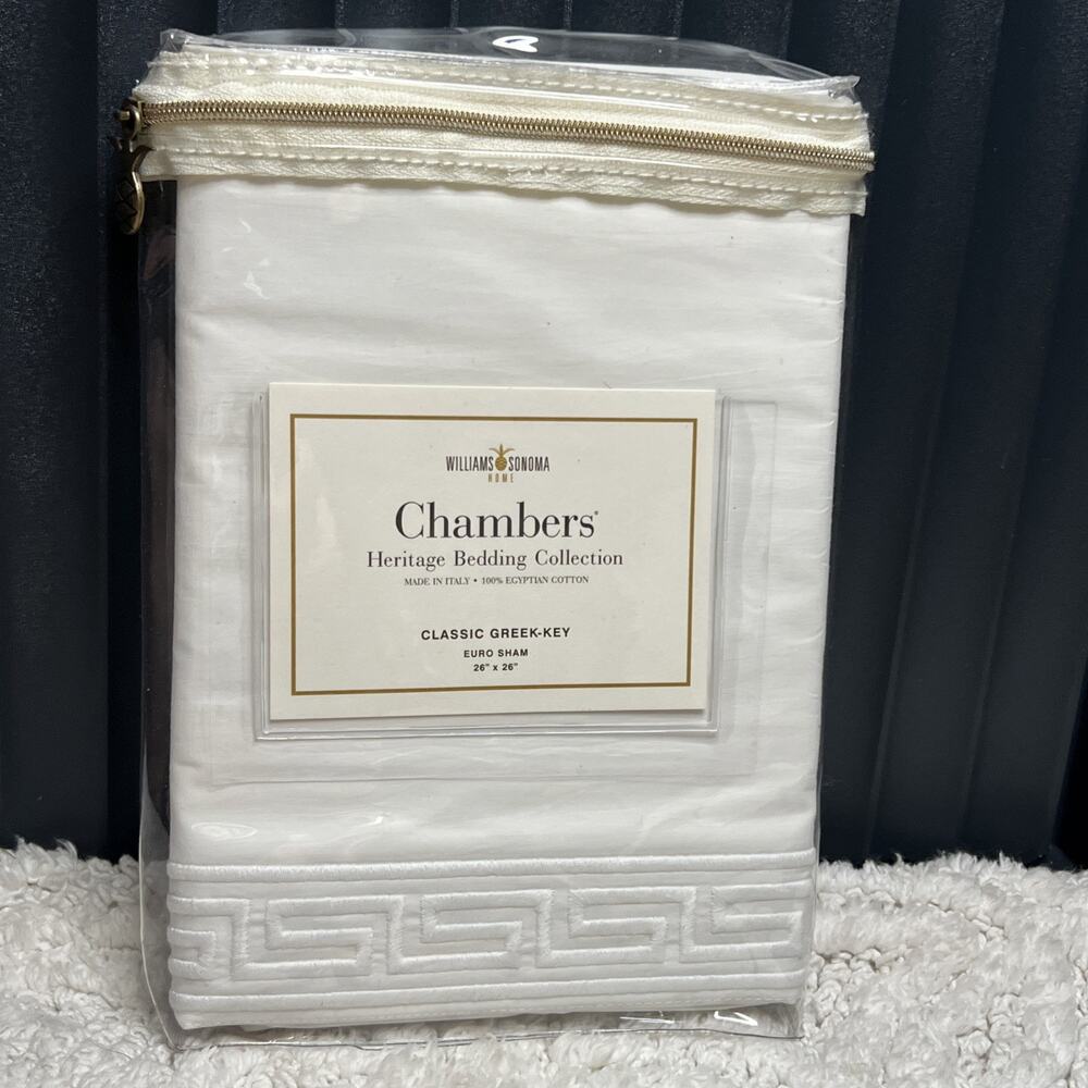 Williams Sonoma Chambers Heritage Bedding Cotton Classic Greek-Key Euro Sham 26”